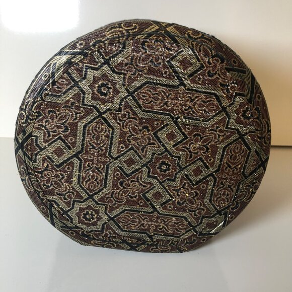 Vintage Round Tapestry Design Storage Box Carrier Vinyl Travel Luggage HandleZip - Picture 8 of 10